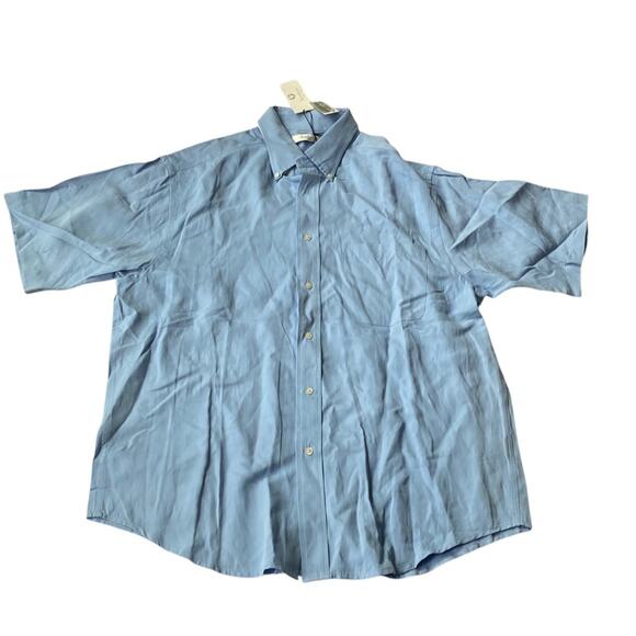 TURNBURY Men's Sky Blue SILK LINEN Button-Down Shirt NEW Size LARGE - Picture 1 of 7